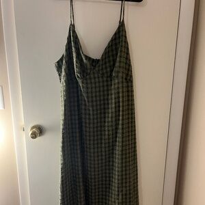 Lisa Says Gah Christy Slip Dress Green Checkerboard